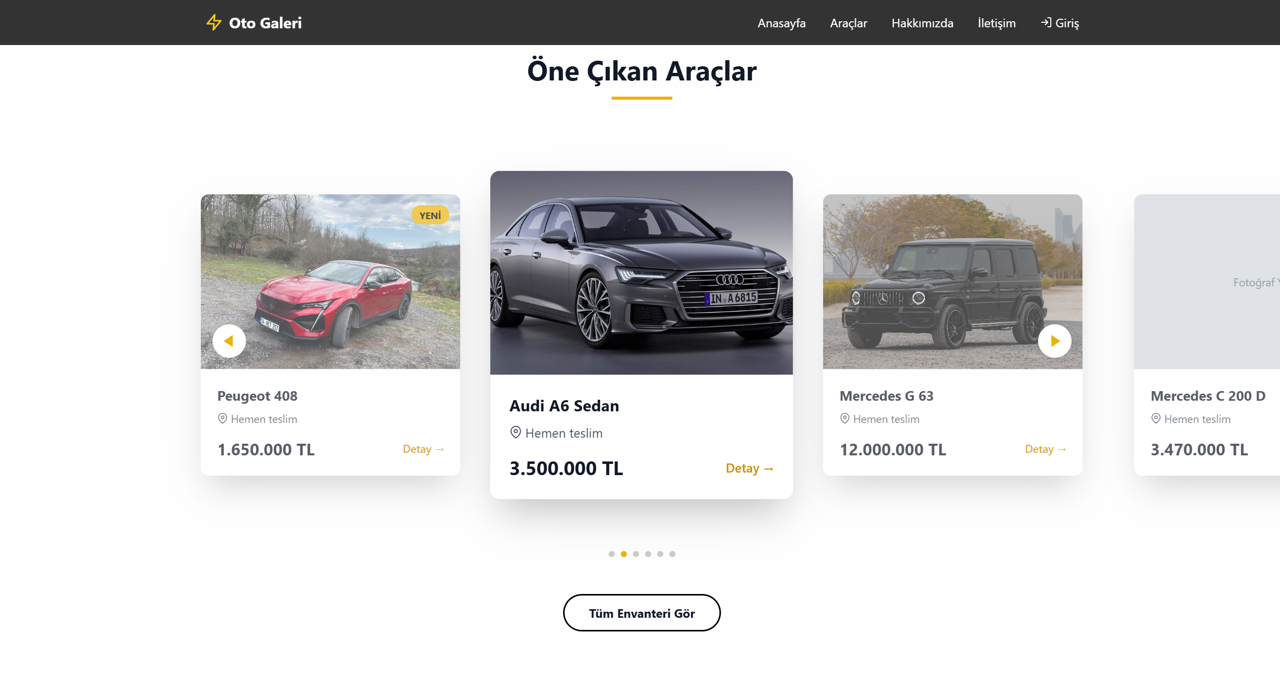 Vora-Galeri - Modern araç galerisi ve satış yönetim sistemi